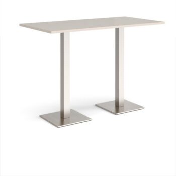 Brescia rectangular poseur table with flat square brushed steel bases 1600mm x 800mm - Light Grey - BPR1600-BS-LG