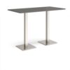 Brescia rectangular poseur table with flat square brushed steel bases 1600mm x 800mm - Onyx Grey - BPR1600-BS-OG