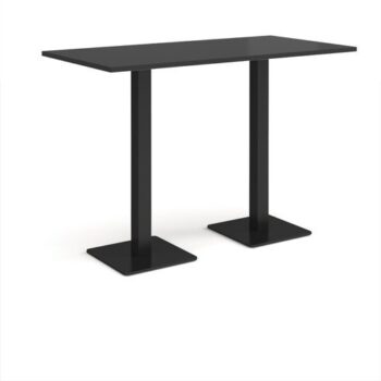 Brescia rectangular poseur table with flat square black bases 1600mm x 800mm - Black - BPR1600-K-BK