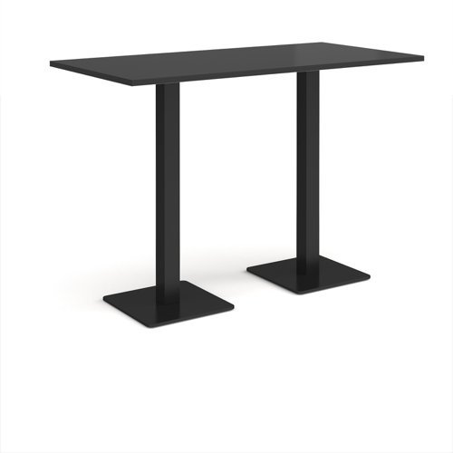 Brescia rectangular poseur table with flat square black bases 1600mm x 800mm - Black - BPR1600-K-BK