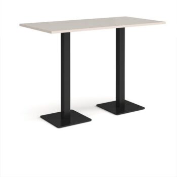 Brescia rectangular poseur table with flat square black bases 1600mm x 800mm - Light Grey - BPR1600-K-LG