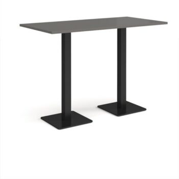 Brescia rectangular poseur table with flat square black bases 1600mm x 800mm - Onyx Grey - BPR1600-K-OG