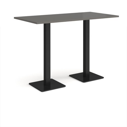 Brescia rectangular poseur table with flat square black bases 1600mm x 800mm - Onyx Grey - BPR1600-K-OG