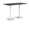 Brescia rectangular poseur table with flat square white bases 1600mm x 800mm - Black - BPR1600-WH-BK