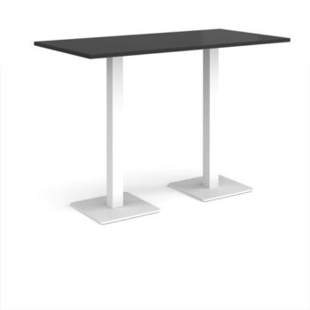 Brescia rectangular poseur table with flat square white bases 1600mm x 800mm - Black - BPR1600-WH-BK