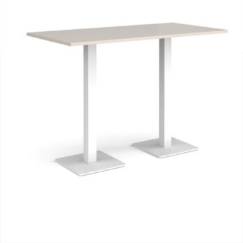 Brescia rectangular poseur table with flat square white bases 1600mm x 800mm - Light Grey - BPR1600-WH-LG