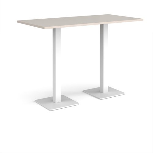 Brescia rectangular poseur table with flat square white bases 1600mm x 800mm - Light Grey - BPR1600-WH-LG