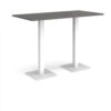 Brescia rectangular poseur table with flat square white bases 1600mm x 800mm - Onyx Grey - BPR1600-WH-OG