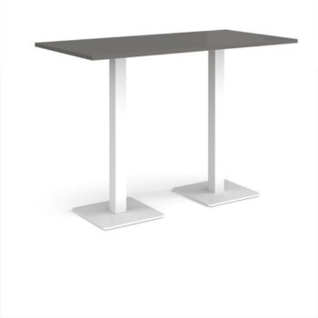Brescia rectangular poseur table with flat square white bases 1600mm x 800mm - Onyx Grey - BPR1600-WH-OG