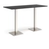 Brescia rectangular poseur table with flat square brushed steel bases 1800mm x 800mm - Black - BPR1800-BS-BK