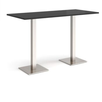 Brescia rectangular poseur table with flat square brushed steel bases 1800mm x 800mm - Black - BPR1800-BS-BK