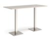 Brescia rectangular poseur table with flat square brushed steel bases 1800mm x 800mm - Light Grey - BPR1800-BS-LG