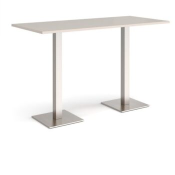 Brescia rectangular poseur table with flat square brushed steel bases 1800mm x 800mm - Light Grey - BPR1800-BS-LG