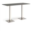 Brescia rectangular poseur table with flat square brushed steel bases 1800mm x 800mm - Onyx Grey - BPR1800-BS-OG