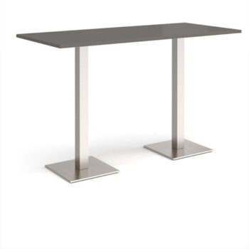 Brescia rectangular poseur table with flat square brushed steel bases 1800mm x 800mm - Onyx Grey - BPR1800-BS-OG