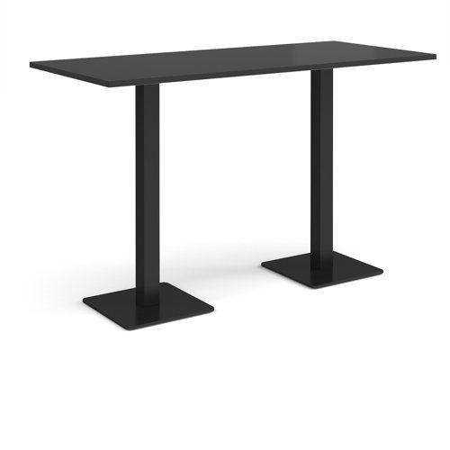 Brescia rectangular poseur table with flat square black bases 1800mm x 800mm - Black - BPR1800-K-BK