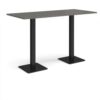 Brescia rectangular poseur table with flat square black bases 1800mm x 800mm - Onyx Grey - BPR1800-K-OG