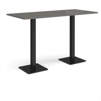 Brescia rectangular poseur table with flat square black bases 1800mm x 800mm - Onyx Grey - BPR1800-K-OG