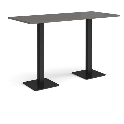 Brescia rectangular poseur table with flat square black bases 1800mm x 800mm - Onyx Grey - BPR1800-K-OG