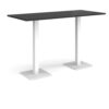 Brescia rectangular poseur table with flat square white bases 1800mm x 800mm - Black - BPR1800-WH-BK