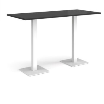 Brescia rectangular poseur table with flat square white bases 1800mm x 800mm - Black - BPR1800-WH-BK