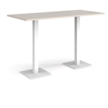 Brescia rectangular poseur table with flat square white bases 1800mm x 800mm - Light Grey - BPR1800-WH-LG