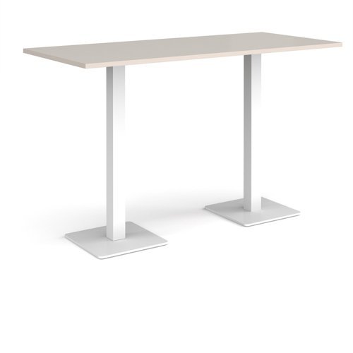 Brescia rectangular poseur table with flat square white bases 1800mm x 800mm - Light Grey - BPR1800-WH-LG