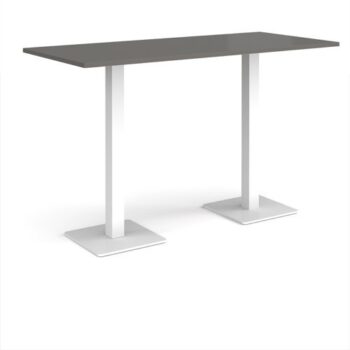 Brescia rectangular poseur table with flat square white bases 1800mm x 800mm - Onyx Grey - BPR1800-WH-OG