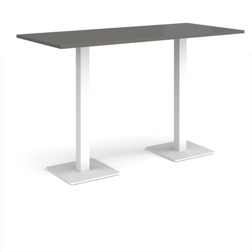Brescia rectangular poseur table with flat square white bases 1800mm x 800mm - Onyx Grey - BPR1800-WH-OG