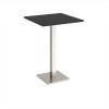 Brescia square poseur table with flat square brushed steel base 800mm - Black - BPS800-BS-BK