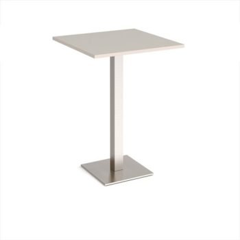 Brescia square poseur table with flat square brushed steel base 800mm - Light Grey - BPS800-BS-LG