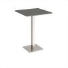 Brescia square poseur table with flat square brushed steel base 800mm - Onyx Grey - BPS800-BS-OG