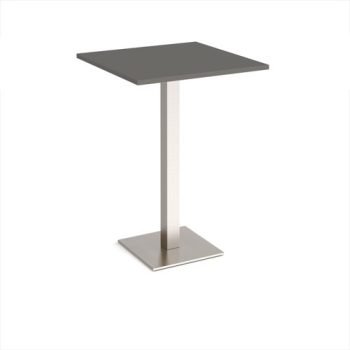 Brescia square poseur table with flat square brushed steel base 800mm - Onyx Grey - BPS800-BS-OG