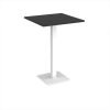 Brescia square poseur table with flat square white base 800mm - Black - BPS800-WH-BK