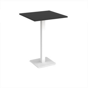 Brescia square poseur table with flat square white base 800mm - Black - BPS800-WH-BK