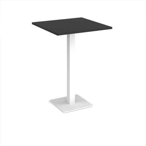 Brescia square poseur table with flat square white base 800mm - Black - BPS800-WH-BK