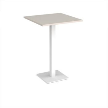 Brescia square poseur table with flat square white base 800mm - Light Grey - BPS800-WH-LG