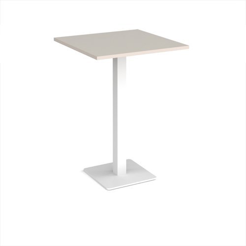 Brescia square poseur table with flat square white base 800mm - Light Grey - BPS800-WH-LG