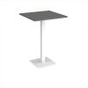Brescia square poseur table with flat square white base 800mm - Onyx Grey+E911 - BPS800-WH-OG