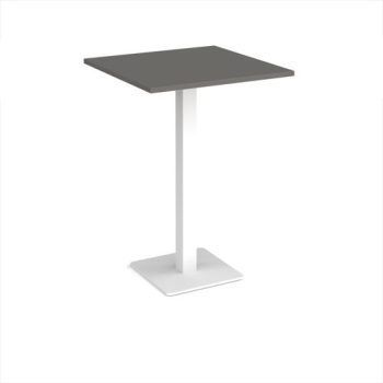 Brescia square poseur table with flat square white base 800mm - Onyx Grey+E911 - BPS800-WH-OG