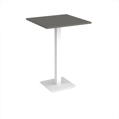 Brescia square poseur table with flat square white base 800mm - Onyx Grey+E911 - BPS800-WH-OG