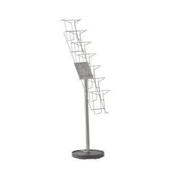 Cass floor standing steel & wire display unit A4 7 compartments - Silver - CAFD