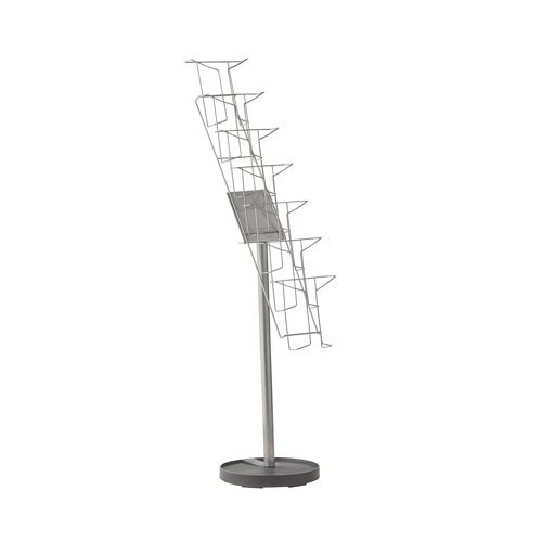 Cass floor standing steel & wire display unit A4 7 compartments - Silver - CAFD