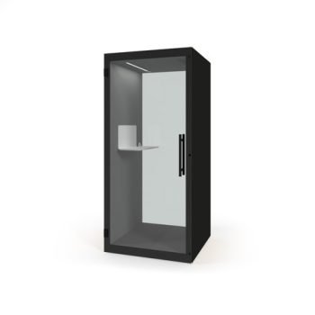 Chatbox single person acoustic hub 1m x 1m with shelf - black - CBX-1-K