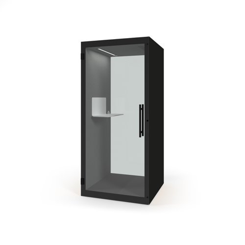 Chatbox single person acoustic hub 1m x 1m with shelf - black - CBX-1-K
