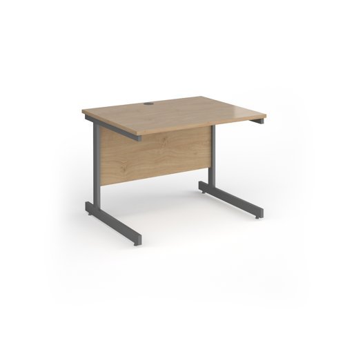 Contract 25 straight desk with graphite cantilever leg 1000mm x 800mm - Kendal Oak Top - CC10S-G-KO