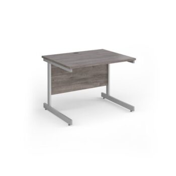 Contract 25 straight desk with silver cantilever leg 1000mm x 800mm - Grey Oak Top - CC10S-S-GO