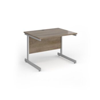 Contract 25 straight desk with silver cantilever leg 1000mm x 800mm - Nebraska Oak Top - CC10S-S-NO