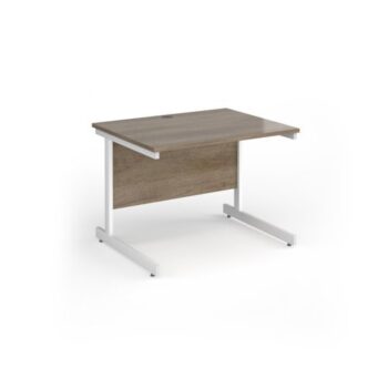 Contract 25 straight desk with white cantilever leg 1000mm x 800mm - Nebraska Oak Top - CC10S-WH-NO