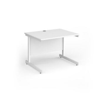 Contract 25 straight desk with white cantilever leg 1000mm x 800mm - White Top - CC10S-WH-WH